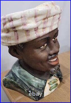 Antique Majolica Tobacco Humidor Jar Arab Man In Turban