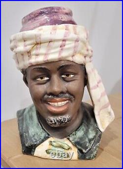 Antique Majolica Tobacco Humidor Jar Arab Man In Turban