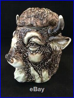 Antique Majolica Tobacco Jar Of Buffalo