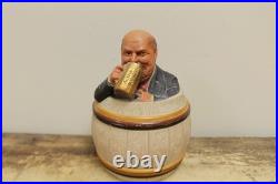 Antique Man drinks in beer barrel Tobacco Humidor Jar Antique Johann Maresch