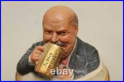 Antique Man drinks in beer barrel Tobacco Humidor Jar Antique Johann Maresch