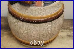 Antique Man drinks in beer barrel Tobacco Humidor Jar Antique Johann Maresch