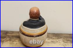 Antique Man drinks in beer barrel Tobacco Humidor Jar Antique Johann Maresch