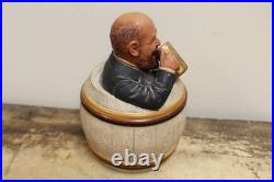 Antique Man drinks in beer barrel Tobacco Humidor Jar Antique Johann Maresch