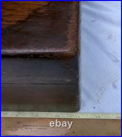 Antique Metal Lined Wooden Cigar Humidor Box 11x8x4 1/4