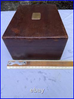 Antique Metal Lined Wooden Cigar Humidor Box 11x8x4 1/4