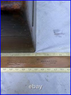 Antique Metal Lined Wooden Cigar Humidor Box 11x8x4 1/4