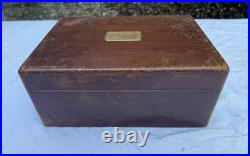 Antique Metal Lined Wooden Cigar Humidor Box 11x8x4 1/4