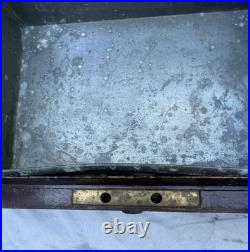 Antique Metal Lined Wooden Cigar Humidor Box 11x8x4 1/4