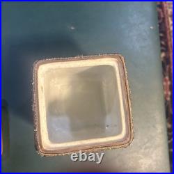 Antique Nippon Horse Portrait Humidor Jar Hand Painted Moriage Beaded Lid Read