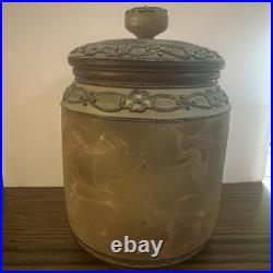 Antique Nippon Horse Portrait Humidor Jar Hand Painted With Ashtray