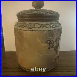 Antique Nippon Horse Portrait Humidor Jar Hand Painted With Ashtray