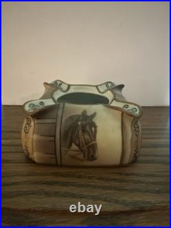 Antique Nippon Horse Portrait Humidor Jar Hand Painted With Ashtray