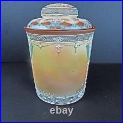 Antique Nippon Moriage Native American Portrait Hand Painted Tobacco Jar Humidor