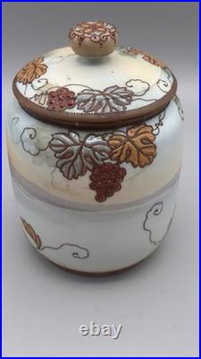 Antique Nippon Scenic Man Portrait Humidor Jar Hand Painted Stunning Quality