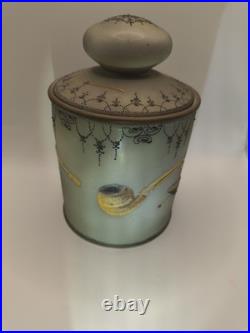 Antique Nippon Tobacco Humidor Jar Raised Relief Pipe Moriage Lid Morimura