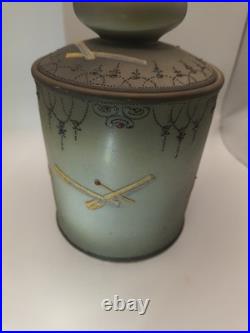 Antique Nippon Tobacco Humidor Jar Raised Relief Pipe Moriage Lid Morimura