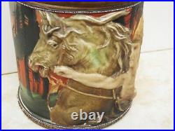 Antique Nippon Tobacco Jar Humidor Moriage 3d Horse Moriage Beaded Hand Painted