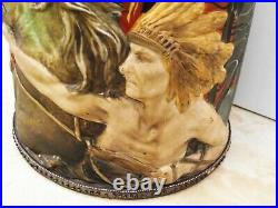 Antique Nippon Tobacco Jar Humidor Moriage 3d Horse Moriage Beaded Hand Painted