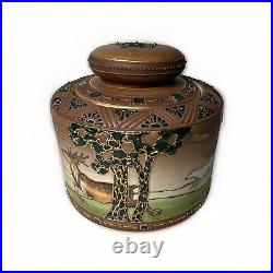 Antique Nippon Woodland Moriage Humidor Deer Stag Hound