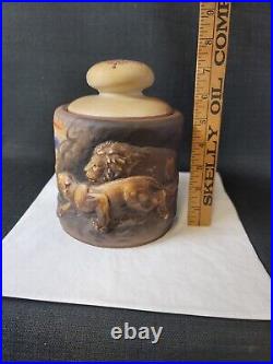 Antique Nippon (old Noritake) Molded Blown Lion Tobacco Jar Humidor