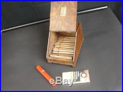 Antique Oak Cigar Box/Dispenser Coal box shape, shovel cigar cutter on back c1900