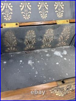 Antique Oak Cigar Humidor with Brass Mounts Cigars Script Top Antique Oak Cigar Humidor with Brass Mounts Cigars Script Top