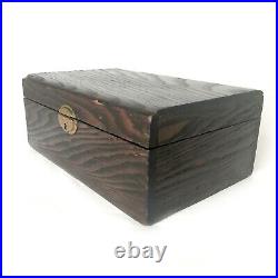 Antique Oak Tin Lined Cigar Box Humidor Stash Valet Box