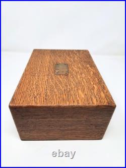 Antique Oak Tin Lined Cigar Tobacco Humidor Stamped AL On Hardware 11