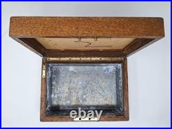 Antique Oak Tin Lined Cigar Tobacco Humidor Stamped AL On Hardware 11 Antique Oak Tin Lined Cigar Tobacco Humidor Stamped AL On Hardware 11