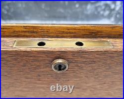 Antique Oak Tin Lined Cigar Tobacco Humidor Stamped AL On Hardware 11