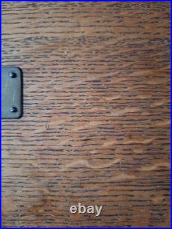 Antique Oak Tin Lined Cigar Tobacco Humidor Stamped AL On Hardware 11