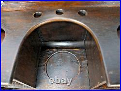 Antique Oak Tobacco Cabinet with Langley Wear Jar, Two Drawers and Pipe Holders