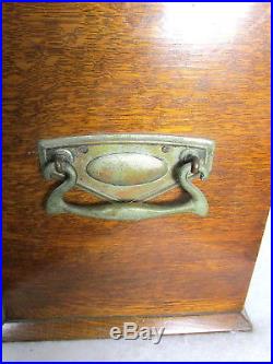 Antique Oak Wood Revolving Door Pipe Holder Smoking Cabinet Humidor