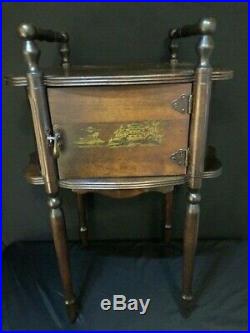Antique Oriental Vintage Smoker Tobacco Smoking Stand Humidor Table
