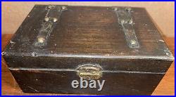 Antique Ornate 1800s Handmade Wooden Oak Bronze Cigar Tobacco Humidor Box Casket