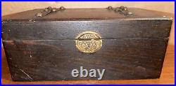 Antique Ornate 1800s Handmade Wooden Oak Bronze Cigar Tobacco Humidor Box Casket