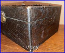 Antique Ornate 1800s Handmade Wooden Oak Bronze Cigar Tobacco Humidor Box Casket