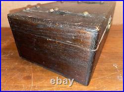 Antique Ornate 1800s Handmade Wooden Oak Bronze Cigar Tobacco Humidor Box Casket