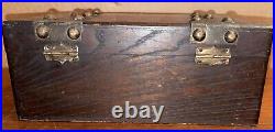 Antique Ornate 1800s Handmade Wooden Oak Bronze Cigar Tobacco Humidor Box Casket