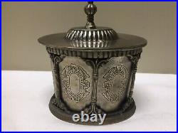 Antique Ornate Neoclassical Silver Plate Lidded Humidor Tobacco Snuff Stash Box