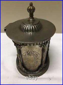 Antique Ornate Neoclassical Silver Plate Lidded Humidor Tobacco Snuff Stash Box