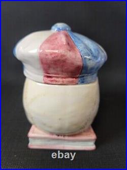Antique Pair Austrian Porcelain Skull Tobacco Jar Humidor