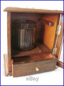 Antique Pipe / Humidor Cabinet Locking Tobacciana Vintage Glass with Drawer