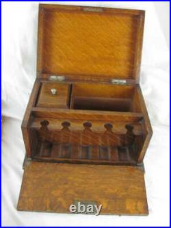 Antique Pipe / Humidor Cabinet Tobacciana Vintage Beautiful Oak Antique