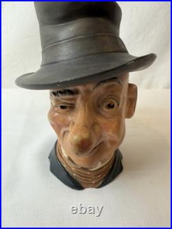 Antique Pipe Tobacco Jar, Terra-Cotta Figural Head