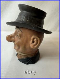 Antique Pipe Tobacco Jar, Terra-Cotta Figural Head