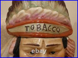 Antique Porcelain China Art Pottery Native Indian Chief Head Tobacco Jar Humidor