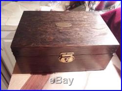 Antique Primitive early 19th C Wood Cigar Humidor Copper Inlay