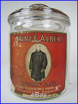 Antique Prince Albert Glass Humidor Pipe & Cigarette Tobacco Factory No 256 N. C